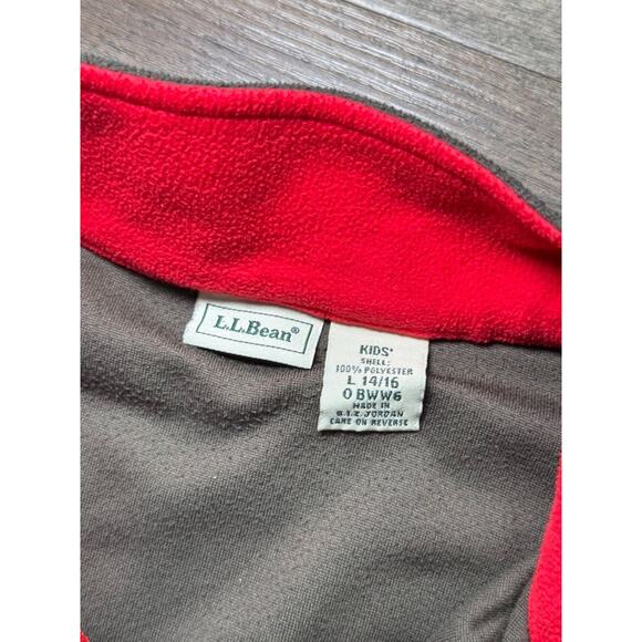 LL Bean Blue Brown Pullover Fleece Kids 1/4 Zip Size Large 14/16 - Picture 6 of 6